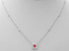 ESTATE .59CT DIAMOND & AAA RUBY 14KT WHITE GOLD SQUARE HALO BY THE YARD NECKLACE