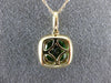ESTATE 1.48CT DIAMOND & AAA GREEN GARNET 14KT YELLOW GOLD SQUARE HALO PENDANT