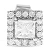 ESTATE .85CT DIAMOND 14KT WHITE GOLD PRINCESS & ROUND SQUARE HALO STUD EARRINGS