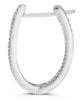 1.06CT DIAMOND 14KT WHITE GOLD ROUND & BAGUETTE INSIDE OUT HOOP HANGING EARRINGS
