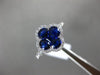 ESTATE 1.69CT DIAMOND & AAA SAPPHIRE 18K WHITE GOLD 3D 4 LEAF CLOVER FLOWER RING