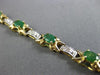 ESTATE 2.10CT DIAMOND & EMERALD 14KT YELLOW GOLD FLOWER CLASSIC TENNIS BRACELET