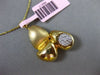 ESTATE LARGE .20CT DIAMOND 14KT TWO TONE GOLD 3D MATTE & SHINY ABSTRACT PENDANT