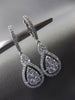 ESTATE LARGE 1.13CT DIAMOND 18KT WHITE GOLD 3D PEAR CLUSTER HANGING EARRINGS