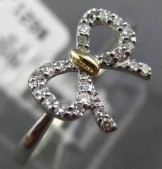 ESTATE .11CT DIAMOND 14K WHITE & YELLOW GOLD OPEN CLASSIC BOW COMPANION FUN RING