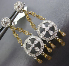 ESTATE .40CT DIAMOND 14K TWO TONE GOLD OPEN FILIGREE CHANDELIER HANGING EARRINGS
