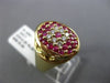 ESTATE WIDE 1.13CT DIAMOND & AAA PINK RUBY 14KT YELLOW GOLD 3D OVAL CLUSTER RING