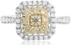 ESTATE .98CT WHITE & FANCY YELLOW DIAMOND 14K WHITE GOLD SQUARE ANNIVERSARY RING