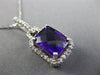 ESTATE LARGE 2.70CT DIAMOND & AMETHYST 14KT WHITE GOLD HALO EMERALD CUT PENDANT