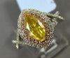 WIDE 1.48CT DIAMOND 18KT TWO TONE GOLD 3D DOUBLE HALO MARQUISE ENGAGEMENT RING