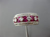 ESTATE WIDE 2.08CT DIAMOND & AAA RUBY 18KT WHITE GOLD MULTI ROW ANNIVERSARY RING