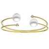 ESTATE WIDE .12CT DIAMOND & AAA SOUTH SEA PEARL 18KT YELLOW GOLD BANGLE BRACELET