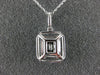 ESTATE .42CT ROUND & BAGUETTE DIAMOND 14KT WHITE GOLD 3D SQUARE CLUSTER PENDANT
