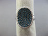LARGE .79CT WHITE & BLUE DIAMOND 18KT WHITE GOLD OVAL FILIGREE ANNIVERSARY RING