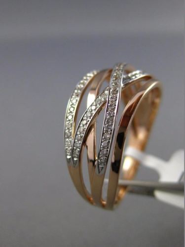 ESTATE .23CT DIAMOND 14KT WHITE & ROSE GOLD 3D MULTI ROW CRISS CROSS LOVE RING