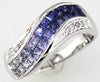 1.35CT DIAMOND & AAA BLUE SAPPHIRE 14KT WHITE GOLD 3D RAINBOW ANNIVERSARY RING