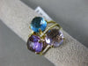 ESTATE LARGE 6.80CT DIAMOND & AAA MULTI GEM 14KT YELLOW GOLD THREE ROW FUN RING