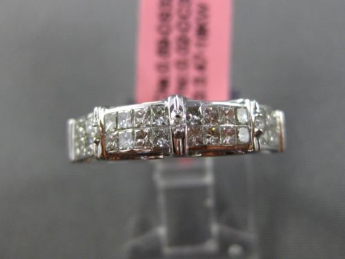 ESTATE .71CT DIAMOND 18KT WHITE GOLD TWO ROW WEDDING ANNIVERSARY RING F/G VVSVS