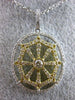 ESTATE .87CT DIAMOND 18K WHITE & YELLOW GOLD 3D SOLITAIRE SPIDER WEB FUN PENDANT