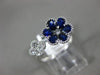 ESTATE 1.48CT DIAMOND & AAA SAPPHIRE 18KT WHITE GOLD 3D DOUBLE FLOWER LOVE RING