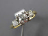 ANTIQUE .70CT OLD MINE DIAMOND 14KT TWO TONE GOLD 3 STONE ENGAGEMENT RING #21619