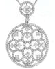 ESTATE LARGE 1.75CT DIAMOND 14KT WHITE GOLD CLASSIC OPEN FLOWER FILIGREE PENDANT