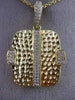 ESTATE .32CT DIAMOND 18KT YELLOW GOLD 3D SQUARE HAMMERED FLOATING FUN PENDANT