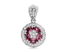 ESTATE 1.55CT DIAMOND & AAA PINK SAPPHIRE 14K WHITE GOLD FLOWER FLOATING PENDANT