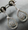 ESTATE .25CT DIAMOND 14KT WHITE GOLD 3D FLOWER TEAR DROP SWIRL HANGING EARRINGS