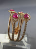 ESTATE LARGE 1.09CT DIAMOND & AAA RUBY 14KT ROSE GOLD MULTI ROW ANNIVERSARY RING