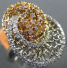 ESTATE LARGE .86CT WHITE & PINK DIAMOND 18K WHITE & ROSE GOLD OPEN FILIGREE RING