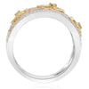 ESTATE WIDE .91CT MULTI COLOR DIAMOND 18KT TRI COLOR GOLD HEART ANNIVERSARY RING