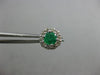 ESTATE 1.35CT DIAMOND & AAA COLOMBIAN EMERALD 14KT WHITE GOLD 3D FLOWER EARRINGS