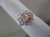 ESTATE GIA 1.62CT WHITE & PINK DIAMOND 18K TWO TONE GOLD FLOWER ENGAGEMENT RING