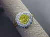 ESTATE .58CT WHITE & FANCY YELLOW DIAMOND 18K 2 TONE GOLD 3D CLUSTER FLOWER RING