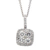 ESTATE .67CT ROUND DIAMOND 18KT WHITE GOLD CLUSTER SQUARE FLOWER LOVE NECKLACE