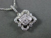 ESTATE .29CT DIAMOND 14KT WHITE GOLD 3D SQUARE HALO FLOWER FLOATING PENDANT