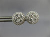 ESTATE LARGE .92CT DIAMOND 18KT WHITE GOLD 9mm CLUSTER ROUND HALO STUD EARRINGS