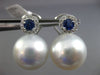 EXTRA LARGE .84CT DIAMOND AAA SAPPHIRE & SOUTH SEA PEARL 18K WHITE GOLD EARRINGS