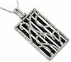 2.40CT WHITE & BLACK DIAMOND 14K WHITE GOLD 3D OPEN FILIGREE RECTANGULAR PENDANT