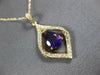 ESTATE .82CT DIAMOND & AAA AMETHYST 14K YELLOW GOLD 3D TEAR DROP LEAF PENDANT