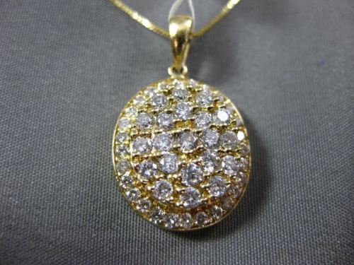 ESTATE LARGE 1.0CT DIAMOND 14K YELLOW GOLD CLASSIC OVAL CLUSTER FLOATING PENDANT