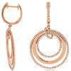 ESTATE .85CT DIAMOND 14KT ROSE GOLD 3D CIRCLE OF LIFE MULTI ROW HANGING EARRINGS