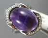 ESTATE LARGE 9.10CT DIAMOND & AAA AMETHYST 14K WHITE GOLD DOUBLE ANCHOR FUN RING