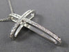ESTATE LARGE .35CT ROUND DIAMOND 18KT WHITE GOLD 3D CLASSIC CROSS PENDANT #1140