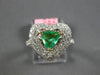 ESTATE LARGE 1.6CT DIAMOND & AAA EMERALD 18K TWO TONE GOLD HEART ENGAGEMENT RING