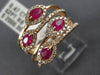 ESTATE LARGE 1.09CT DIAMOND & AAA RUBY 14KT ROSE GOLD MULTI ROW ANNIVERSARY RING