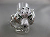 ESTATE MASSIVE 2.58CT DIAMOND & EMERALD 18KT WHITE GOLD 3D FIERCE TIGER FUN RING