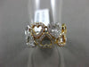 ESTATE WIDE .38CT DIAMOND 18KT TRI COLOR GOLD 3D OPEN DOUBLE ROW HEART LOVE RING