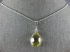 ESTATE 6CT AAA LEMON QUARTZ 14KT WHITE GOLD TEAR DROP PEAR SHAPE BEZEL PENDANT